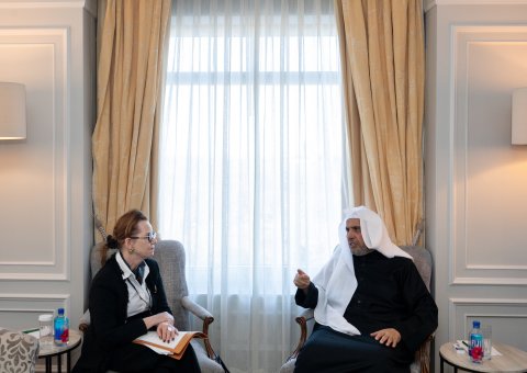 His Excellency Sheikh Dr. Mohammad Al-Issa met with Ms. Gréta Gunnarsdóttir, the Director of the United Nations Relief and Works Agency for Palestine Refugees (UNRWA) Representative Office in New York
