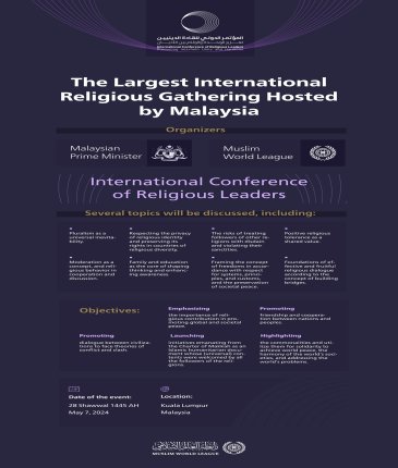 Organized by the Malaysian Prime Minister and the Muslim World League, The capital Kuala Lumpur hosts the International Conference of Religious Leaders.