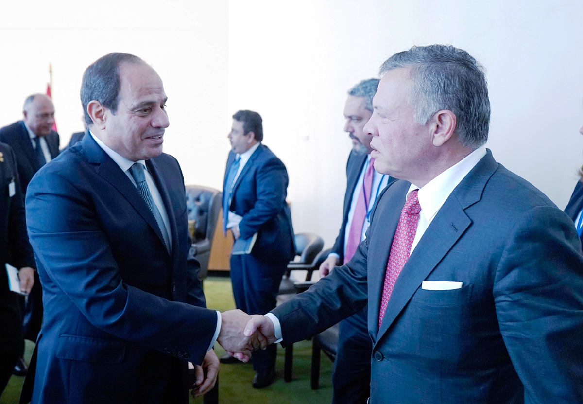 العاهل الاردني والرئيس المصري يؤكدان أن حل الدولتين هو السبيل الوحيد لتحقيق السلام في المنطقة