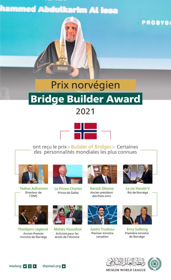 Le prix Bridge Builder est décerné aux personnalités internationales qui ont contribué à la paix mondiale