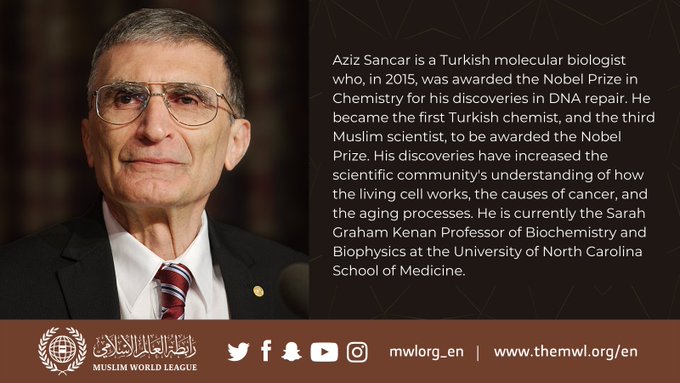Aziz Sancar was the first Turkish chemist, and third Muslim scientist, to be awarded the Nobel Prize in Chemistry. 