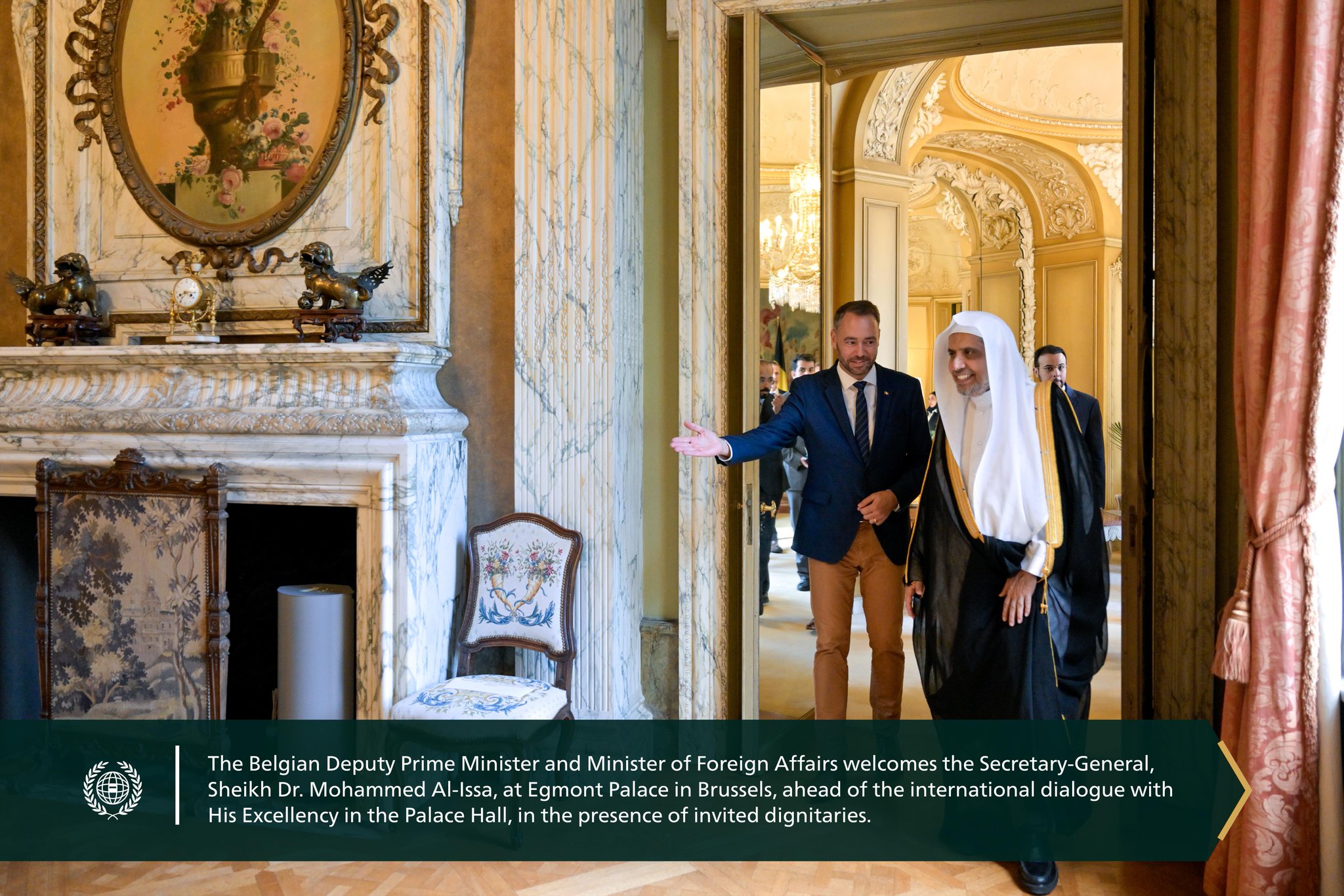 The Belgian Ministry of Foreign Affairs hosted an extensive dialogue at Egmont Palace in Brussels with H.E. Sheikh Dr. Mohammed Al-Issa, Secretary-General of the MWL and Chairman of the Organization of Muslim Scholars