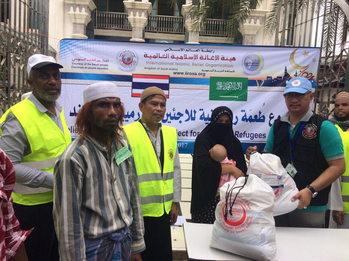 The Muslim World League distributes a number of food baskets to the Burmese Muslim Rohingyas.