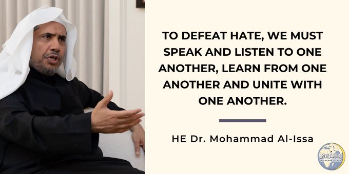 It is critical that we listen to one another and learn from one another to defeat hate and to build a more peaceful world