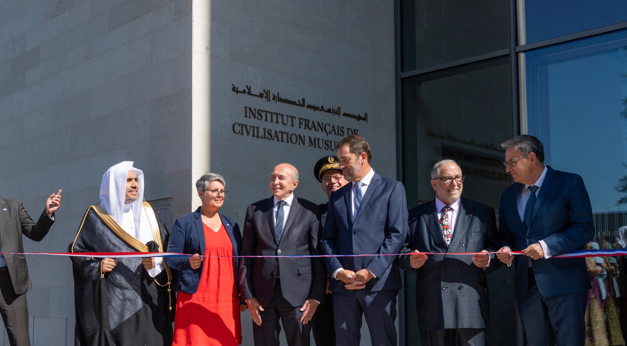 HE Dr. Mohammad Alissa gathered w/ the ifcm_lyon President, the Mayor of Lyon, the President of the Lyon Metropolis & the French Minister of Interior to inaugurate the French Institute for Islamic Civilization