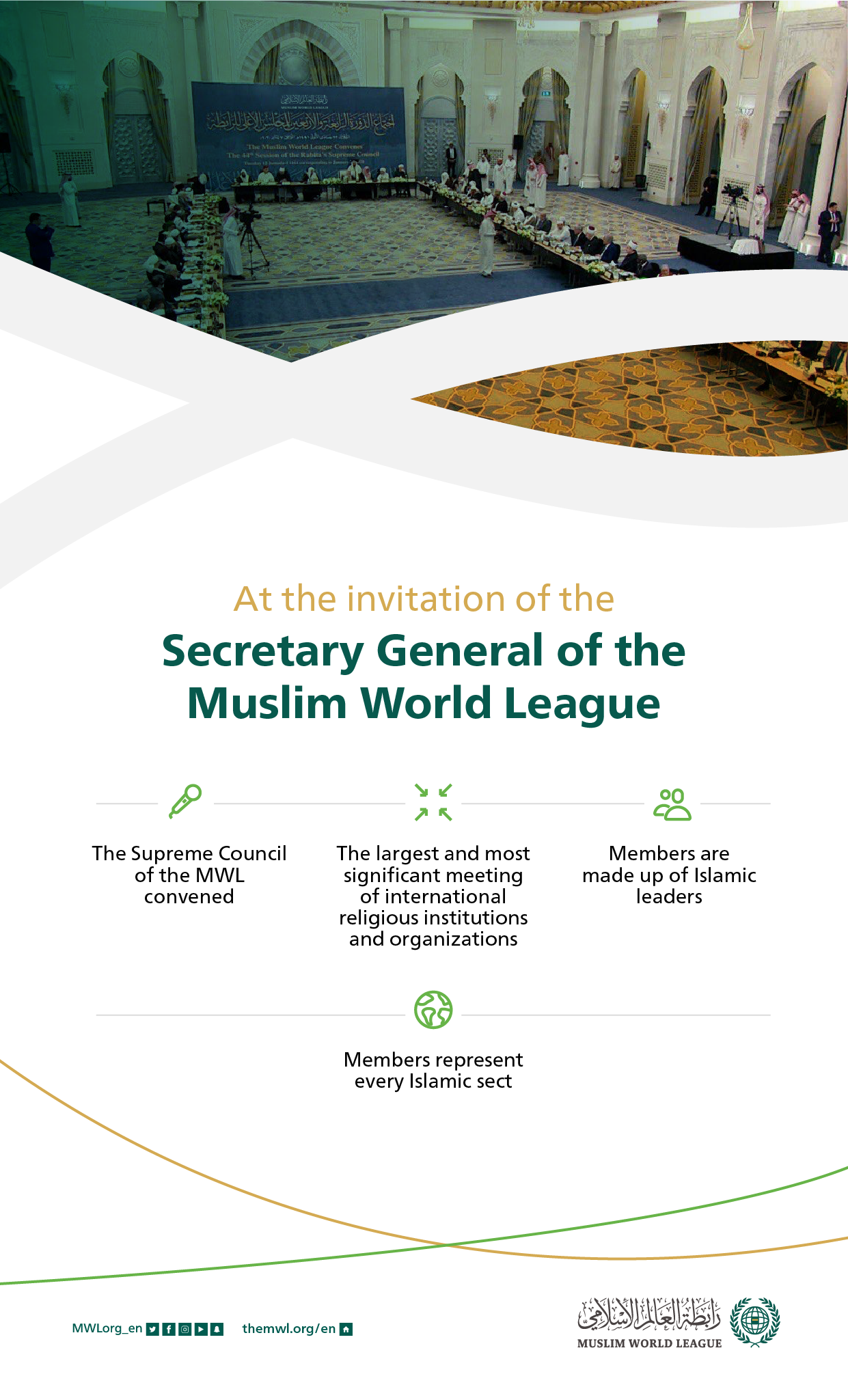 The Supreme Council of the Muslim World League is one of the top councils of international religious institutions and organizations whose members are a group of Islamic leaders: