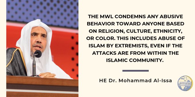 MWL condemns any abusive behavior toward anyone based on religion, culture, ethnicity or color