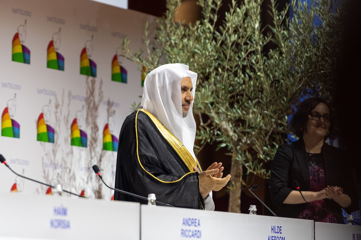 In the opening session, Dr. Al-Issa delivers a speech of the representatives of the Islamic religion in the largest gathering of peace backed by the Vatican and with the participation of the Pope and the Italian and French presidents
