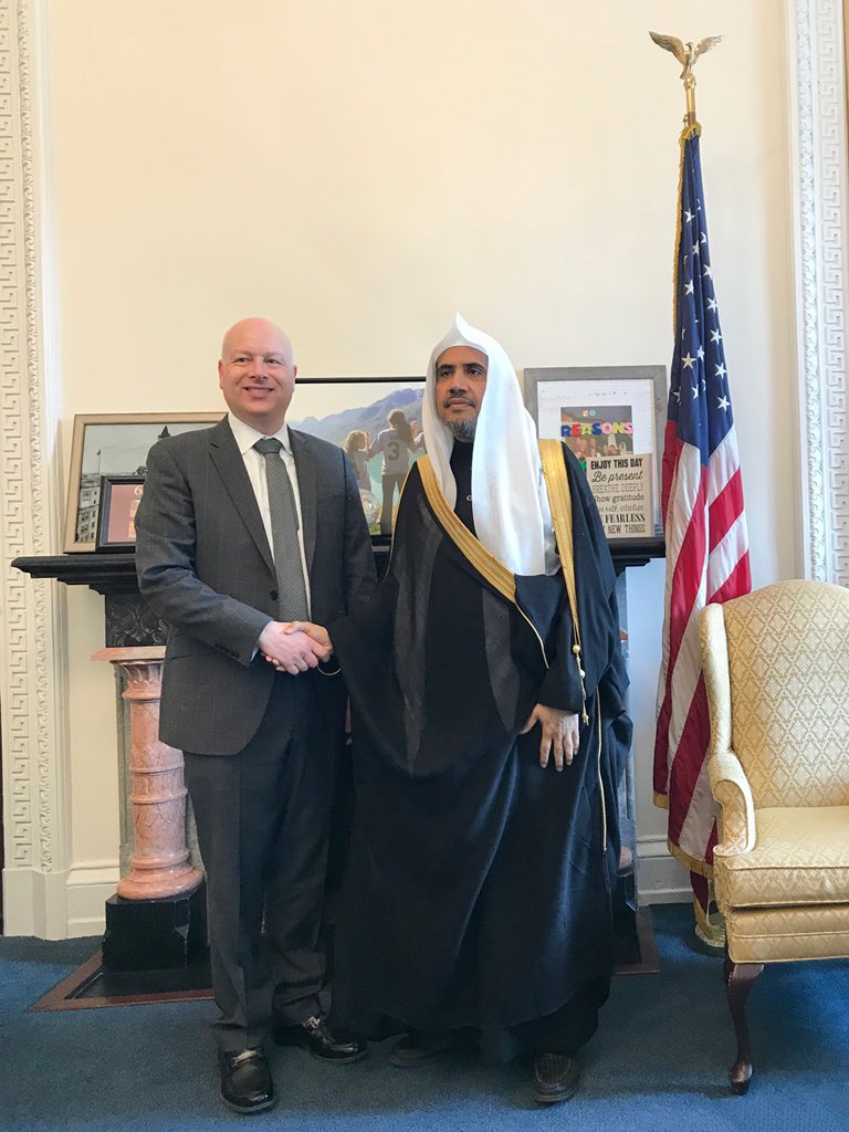 Déclaration conjointe à la Maison Blanche entre le Secrétaire général de la Ligue Islamique mondiale, cheikh Dr. Mohammed Al-Issa et le représentant spécial pour les négociations internationales, M. Jason Greenblatt :