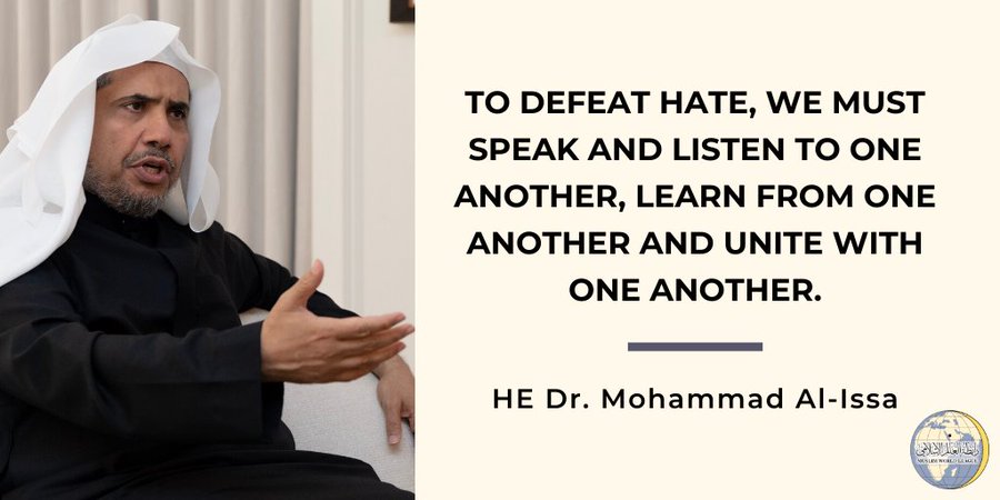 HE Dr. Mohammad Alissa emphasizes that to defeat hate, we must listen to one another and unite with one another