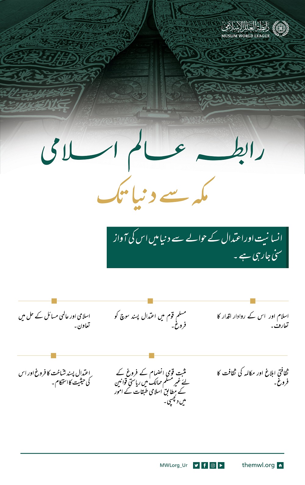 رابطہ عالم اسلامی، ایک اسلامی انسانی وژن،  مکہ سے عالم تک، تمام جہان کے لئے بھلائی اور امن کا پیغام