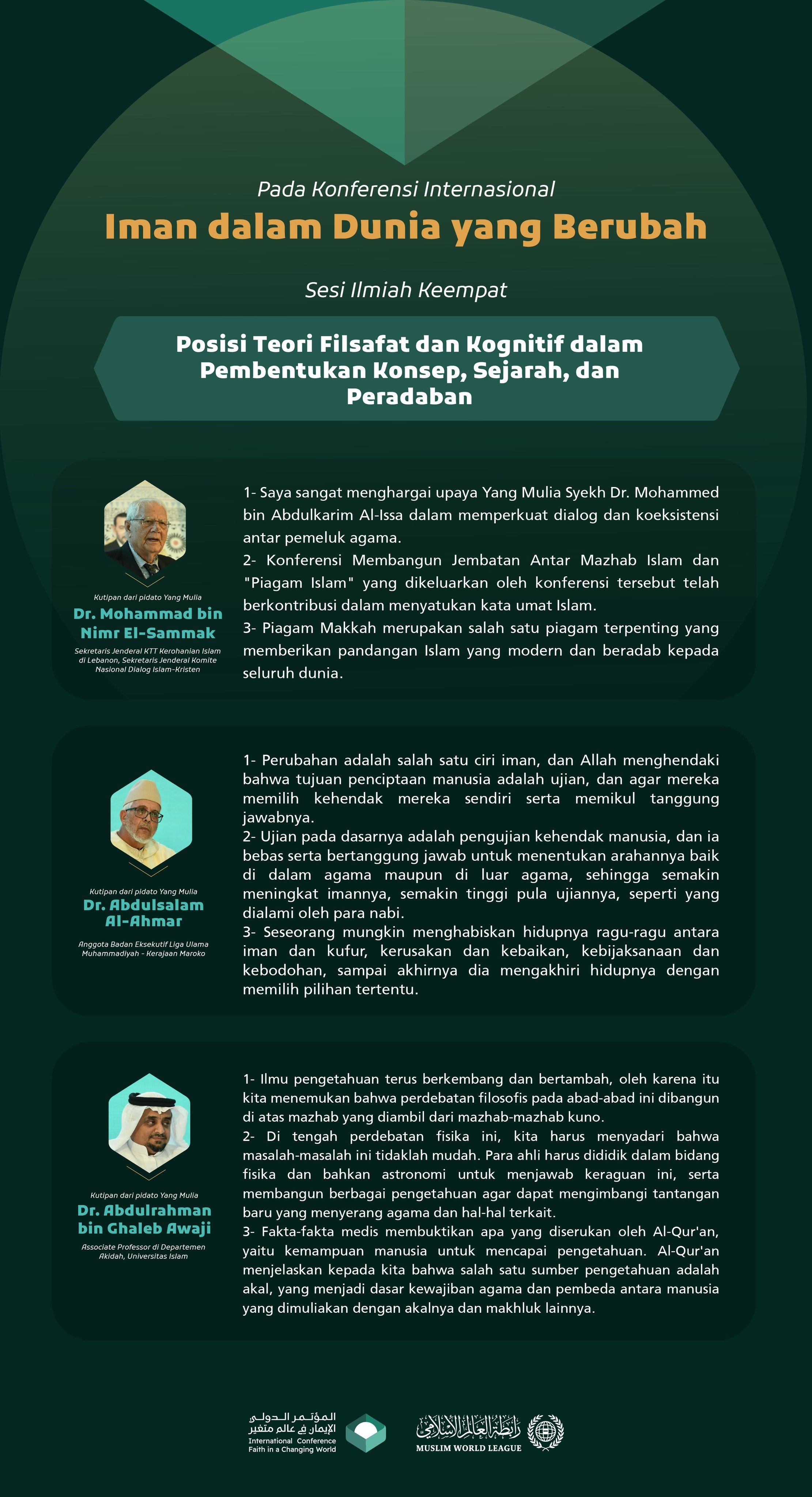 Kutipan dari pidato para ahli dan spesialis pada sesi ilmiah keempat: "Posisi Teori Filsafat dan Kognitif dalam Pembentukan Konsep, Sejarah, dan Peradaban", dalam rangkaian konferensi internasional "Iman dalam Dunia yang Berubah":