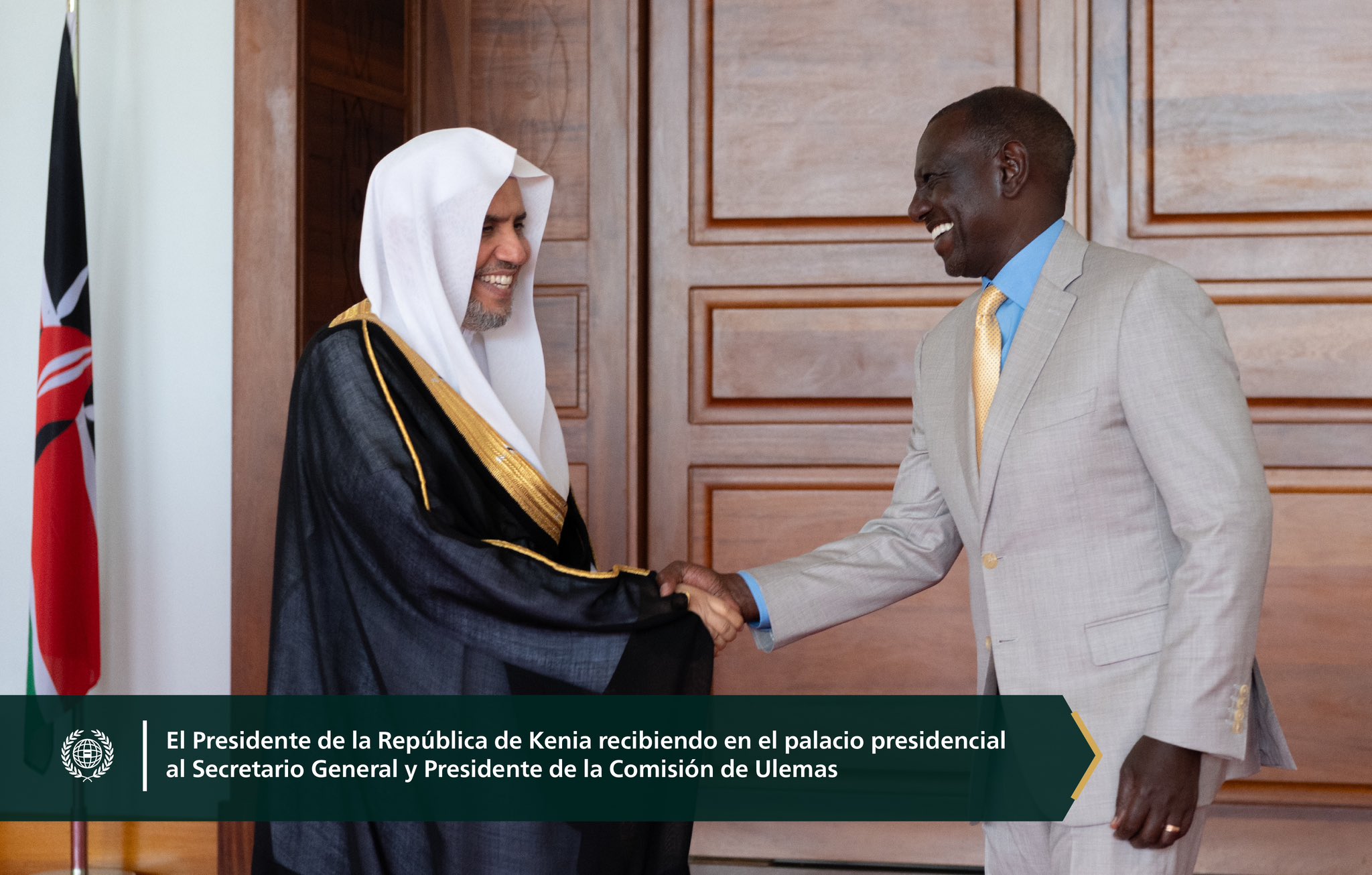 El Presidente de la República de Kenia, Sr. William Ruto, recibió al Secretario General y Presidente de la Comisión de Ulemas, el Sheij Mohammed Al-Issa, en el palacio presidencial en la capital de Nairobi