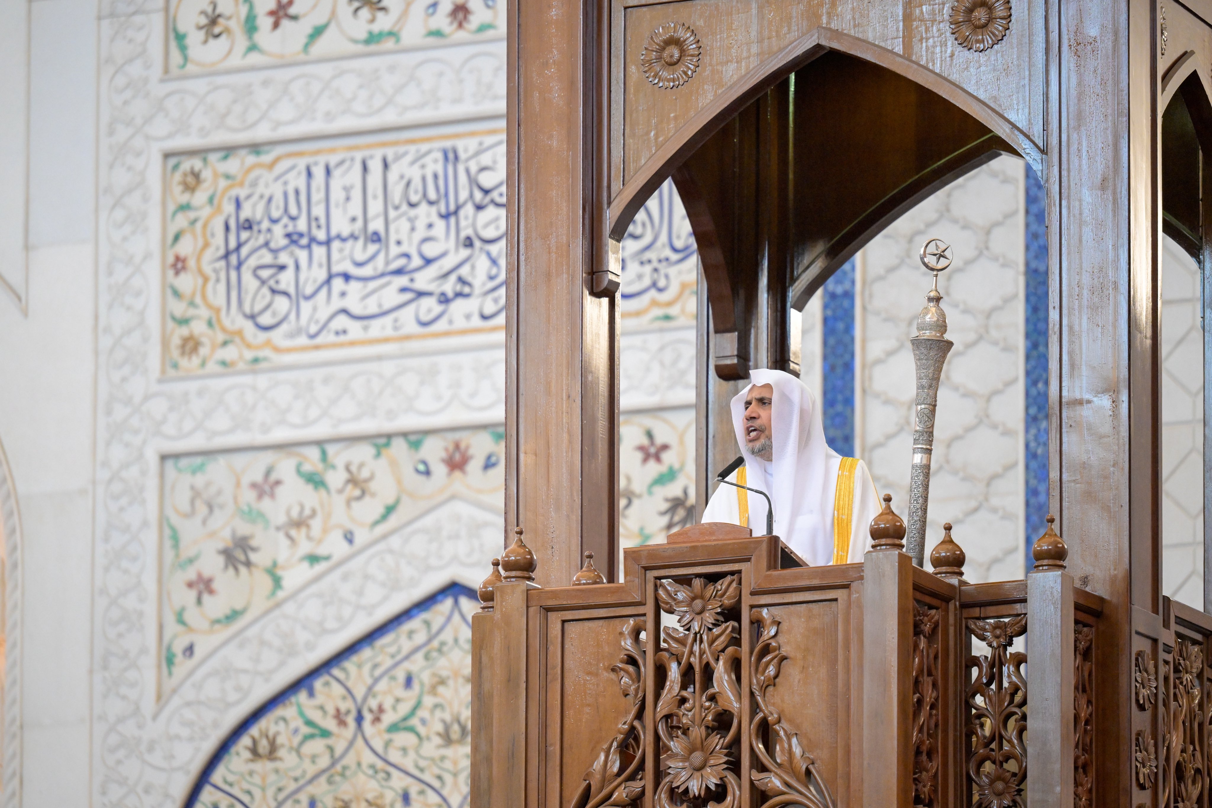 Scenes from the Friday sermon delivered by H.E. Sheikh Dr. Mohammed Alissa, Secretary-General of the Muslim World League (MWL) and Chairman of the Organization of Muslim Scholars, from the pulpit of the largest mosque in Kuala Lumpur