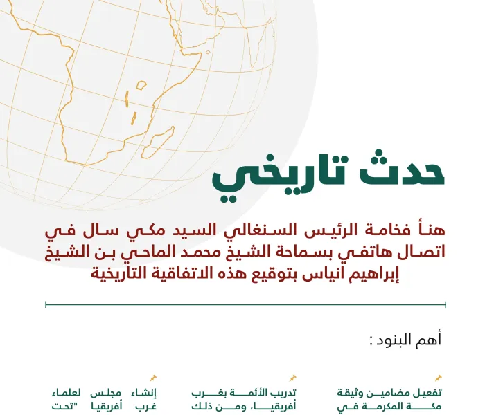 تهنئة من فخامةُ الرئيس السنغالي: بتوقيع الرابطة “اتفاقية تاريخية” مع سماحة رئيس الاتحاد الإسلامي الأفريقي