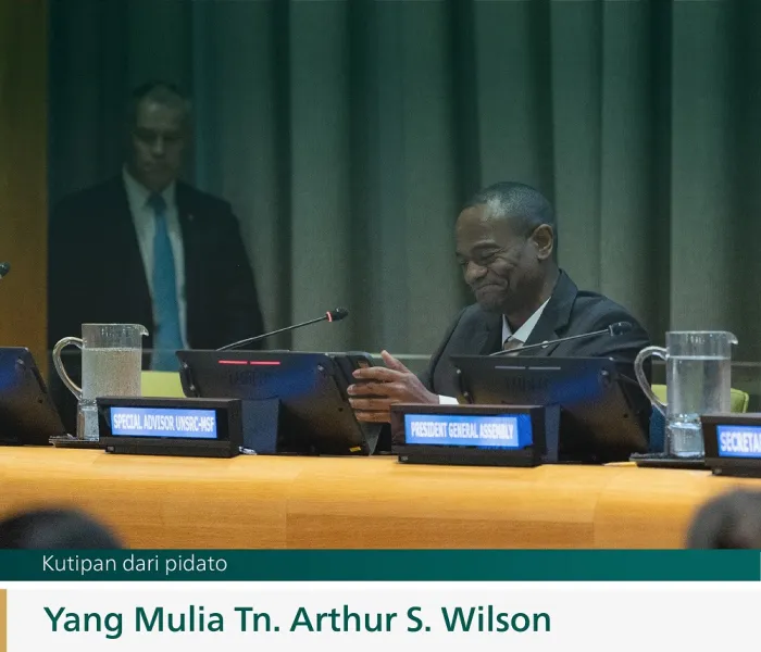 Kutipan dari pidato Yang Mulia Tn. Arthur S. Wilson, Penasihat Khusus untuk Studi Agama Antarbudaya di Perserikatan Bangsa-Bangsa, pada peluncuran inisiatif "Membangun Jembatan Pemahaman & Perdamaian antara Timur & Barat", dari Markas Besar PBB di New York:
