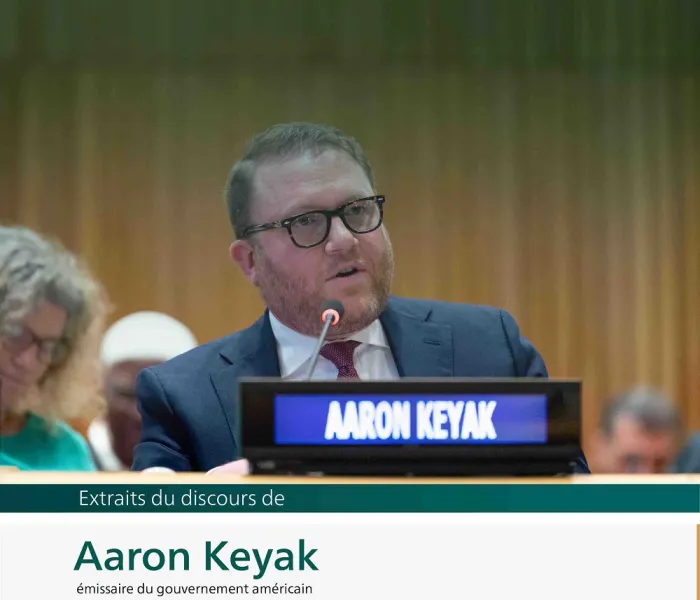 Extraits du discours de  Aaron Keyak lors du lancement de l’initiative de la Ligue islamique mondiale pour “construire des ponts de compréhension et de paix entre l’Orient et l’Occident “ depuis le siège des Nations Unies à New York