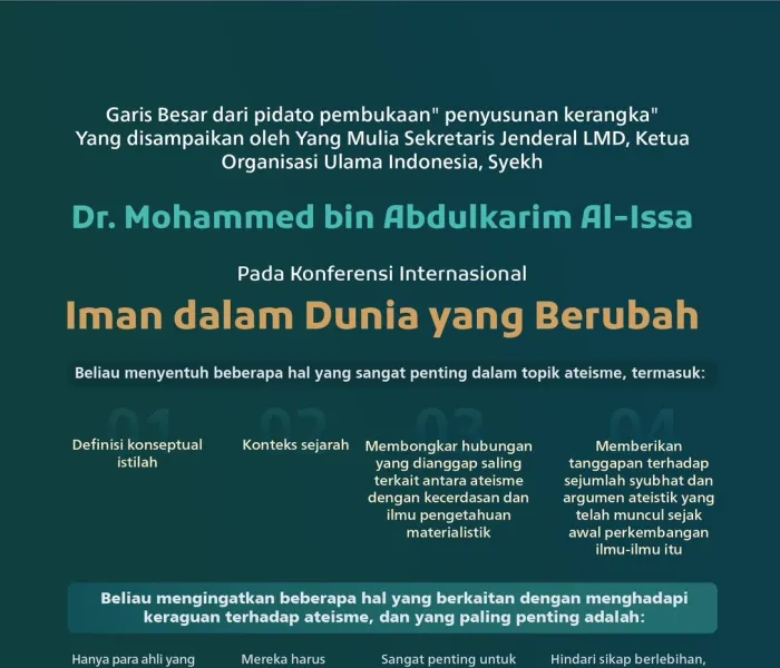 "Pembingkaian" Diskusi Syar'i Ilmiah:  Sorotan dari pidato "penyusunan kerangka" Yang Mulia Sekretaris Jenderal LMD, Syekh Dr. Mohammed Alissa   pada pelucuran Konferensi Internasional: "Iman dalam Dunia yang Berubah":