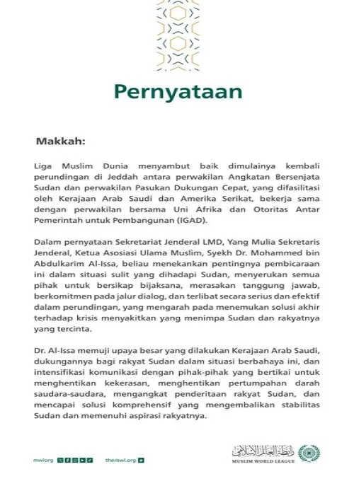 Pernyataan dari Liga Muslim Dunia: