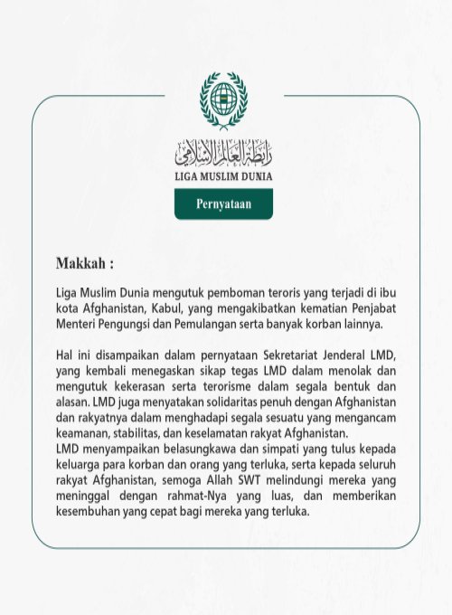 Pernyataan dari Liga Muslim Dunia: