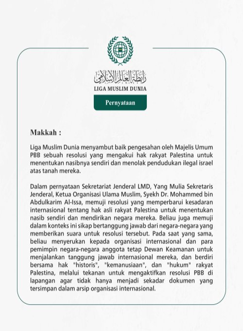 Pernyataan dari Liga Muslim Dunia: