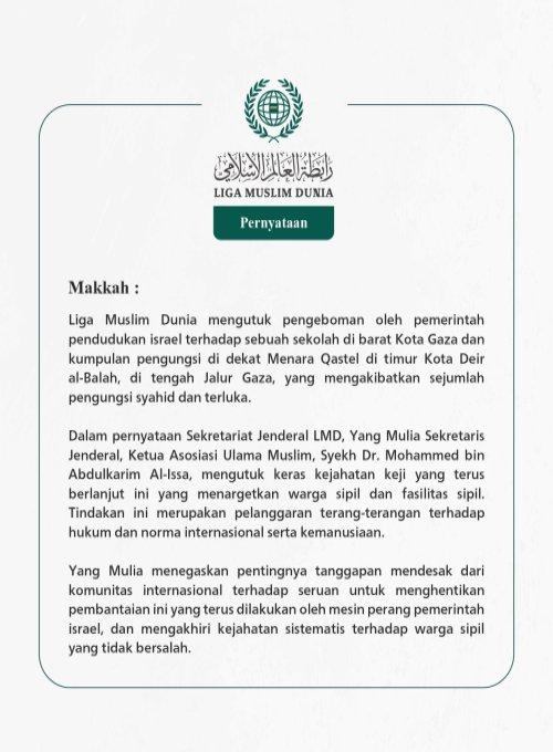 Pernyataan dari Liga Muslim Dunia: