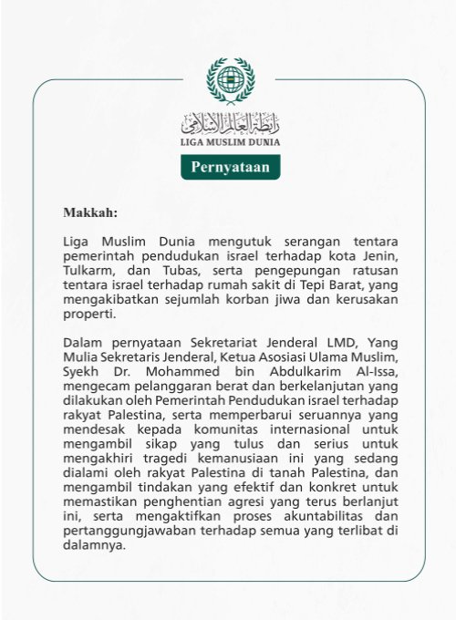 Pernyataan dari Liga Muslim Dunia: