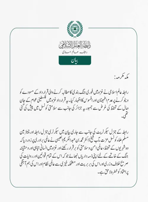 غزہ میں جنگ بندی کی قرارداد کو ویٹو کرنے پر افسوس کا اظہار