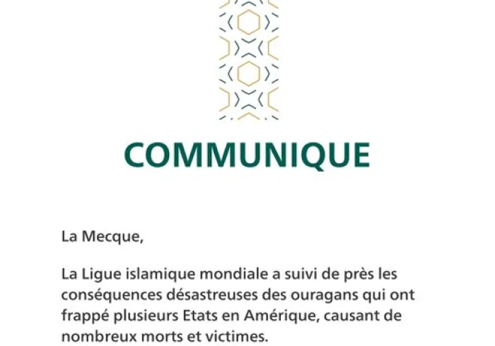 Communiqué de la Ligue Islamique Mondiale :