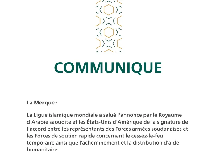 Communiqué de la Ligue Islamique Mondiale