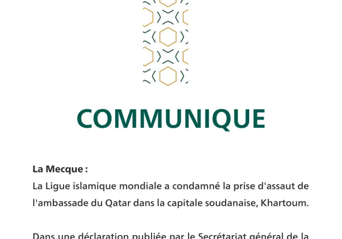 Communiqué de la Ligue Islamique Mondiale