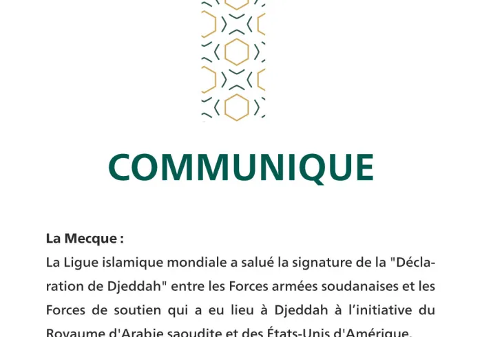 Communiqué de la Ligue Islamique Mondiale
