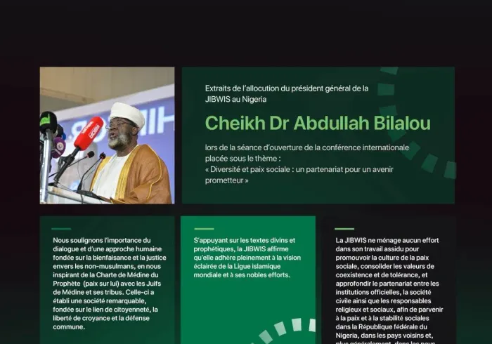 Extraits du discours du Président général de la JIBWIS en République fédérale du Nigeria, cheikh Dr Abdullah Bilalou, à l’occasion du lancement de l’Initiative de la Ligue islamique mondiale pour la paix sociale en Afrique de l’Ouest 