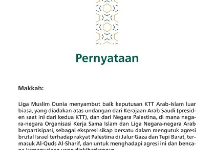 Pernyataan dari Liga Muslim Dunia: