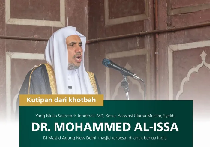 Beliau berbicara tentang nilai-nilai moral seorang Muslim. Kutipan dari khotbah Yang Mulia Sekretaris Jenderal LMD, Ketua Asosiasi Ulama Muslim, Syekh Dr.Mohammad Al-issa