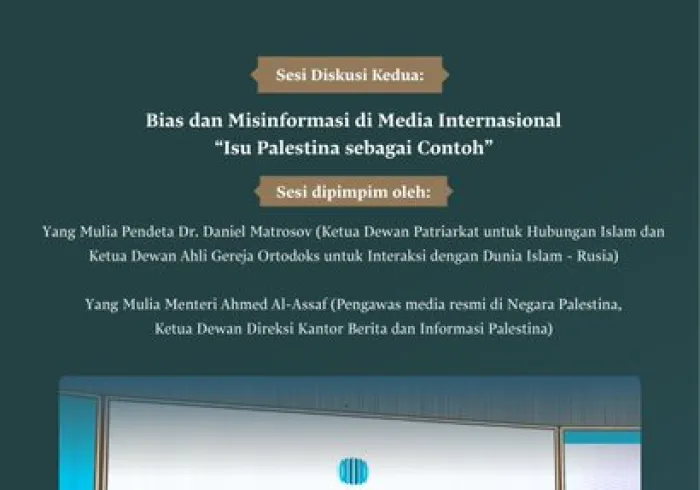 Bias dan Misinformasi di Media Internasional: Isu Palestina sebagai Contoh.” Contoh paling jelas dan tragis, di Forum Internasional: “Media dan Perannya dalam Menghasut Kebencian dan Kekerasan: Bahaya Misinformasi dan Bias.
