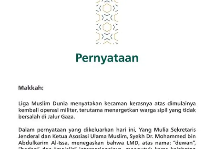 Pernyataan dari Liga Muslim Dunia: