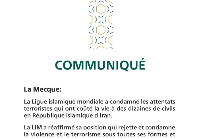 Communiqué de la Ligueislamiquemondiale :