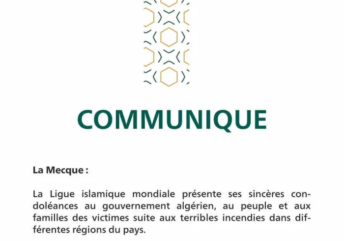 Communiqué de la Ligue Islamique Mondiale