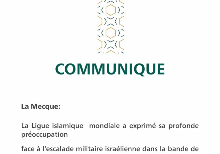 Communiqué de la Ligue islamique mondiale :