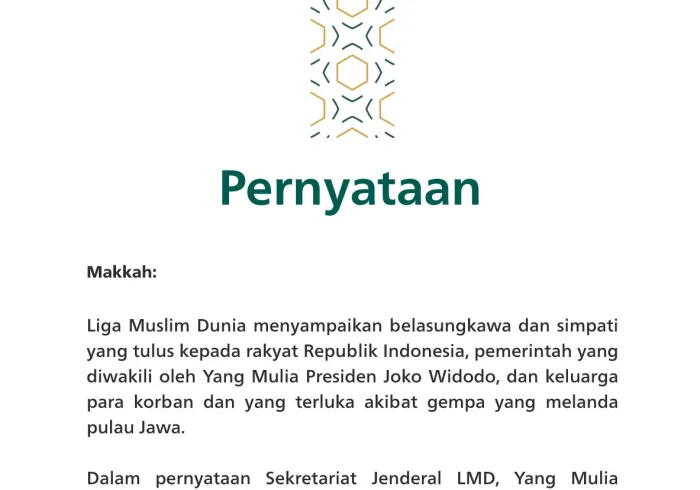 Pernyataan dari Liga Muslim Dunia
