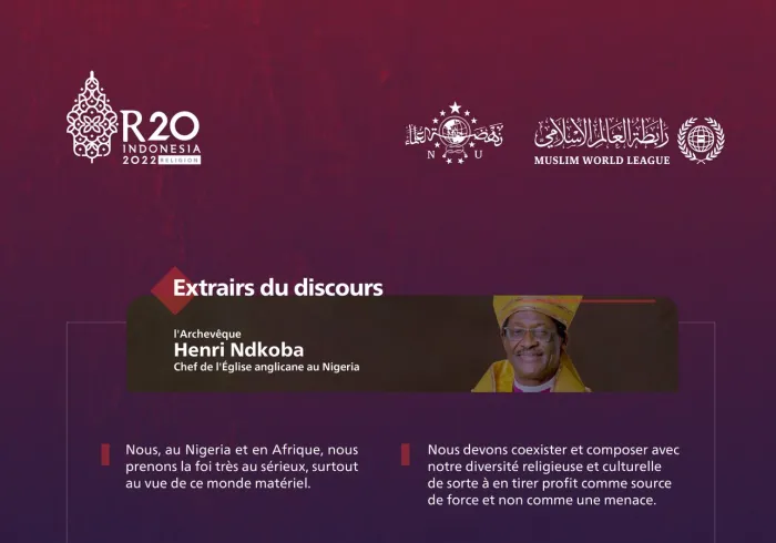 Extraits du discours, de l’Archevêque de l’église anglicane au Nigéria, Henry Ndkoba lors du #SommetR20 à Bali :