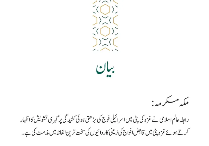 غزه میں اسرائیلی جارحیت سے متعلق بیان