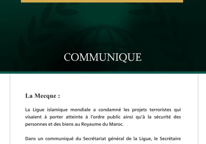 La Ligue islamique mondiale condamne les projets terroristes qui visaient le Royaume du Maroc