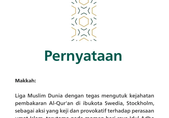 Pernyataan dari Liga Muslim Dunia:‬⁩