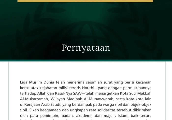 Pernyataan Mengenai Sejumlah “Sikap Keagamaan” dan “Ungkapan Solidaritas” yang Diterima LMD Terkait Kejahatan Milisi Teroris Houthi