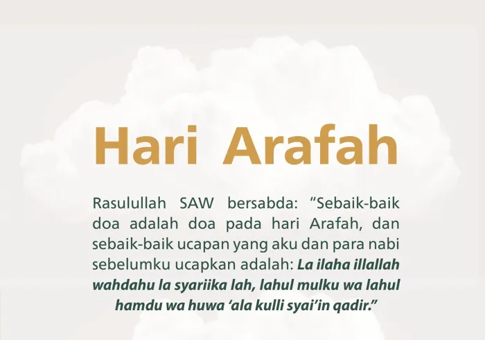 “La ilaha illallah wahdahu la syariika lah, lahul mulku wa lahul hamdu wa huwa ‘ala kulli syai’in qadir.”