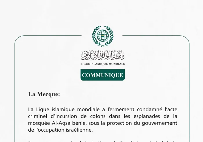 Communiqué de la Ligueislamiquemondiale :