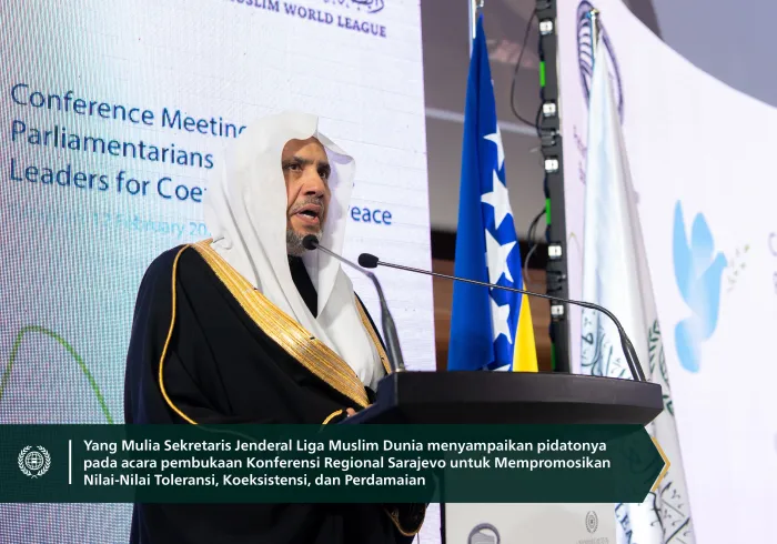 Yang Mulia Sekretaris Jenderal Liga Muslim Dunia, Ketua Asosiasi Ulama Muslim, Syekh Dr. Mohammed Al-issa berpartisipasi bersama Yang Mulia Presiden Bosnia dalam pembukaan konferensi regional yang mempromosikan nilai-nilai hidup berdampingan dan perdamaian