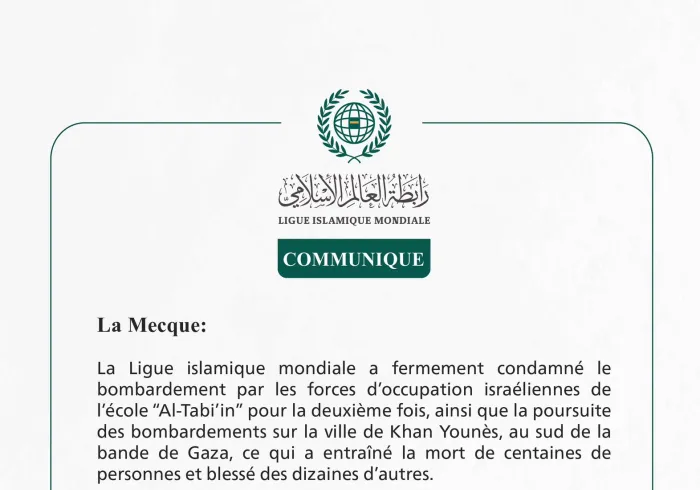 Communiqué de la Ligueislamiquemondiale :